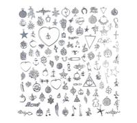 AebDerp 120pcs Metal Charms DIY Jewellery Making Pendant Set-Silver