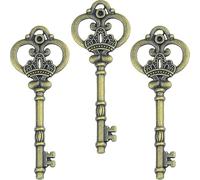 AebDerp 20 Piece Vintage Skeleton Key Charms Decor Antique Style Metal Alloy Pendants for DIY Craft Ornaments, Rustic Steampunk, Jewelry Making, Graduation, Holiday and Wedding Favors (Bronze)
