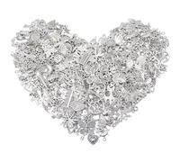 AebDerp 300pcs Bulk Silver Charm Metal Small Pendant Present Set Jewelry Craft Accessory for DIY Jewellery Making, Necklace, Bracelet, Earring, Keyring and Christma Decoration