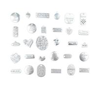 AebDerp 30pcs Antique Silver Metal Message Charms Personalized Vintage Alloy Flat Word Pendants for Keychain, Jewelry Making, Rustic Love Handmade Crafting Supplies