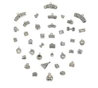 AebDerp 36pcs Metal Beads Charms DIY Jewelry Making Craft-Antique Silver