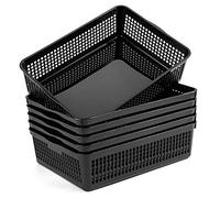 Aebeky A4 Size Plastic Paper Storage Trays,Desktop File Organizer Baskets,6-Packs (Black)