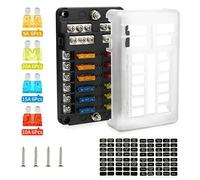 Aebitsry 12 Way Fuse Box Blade Fuse Block with LED Indicator W/Negative Bus,Waterproof 12-Circuit Blade Fuse Panel 30A Per Circuit for Automotive Car Boat Marine SUV