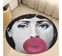 AEBOOY Washable Round Rugs, Lina Cavalieri Rugs for Living Room, Door Mat Circle, Face Pattern Soft Non Slip Nursery Carpet for Bedroom Dining Coffee Table Decor (S1,2.6 ft/31.5 In/80 cm)