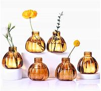 Aebor Glass Bud Vases Set of 6, Glass Flower Vases Small Bottles for Floral Arrangements, Rustic Decorative Floral Vases for Centerpiece Home Living Room Office Decoration or Wedding Event (Brown C)