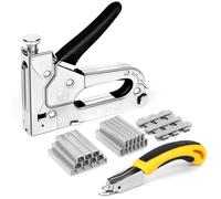 AECCN 3-in-1 Staple Gun for Wood & Furniture, and DIY Decoration, Silver | 2100 Staples and 1 Staple Remover, Stainless Steel Rust-Resistant, Powerful and Durable, Ergonomically Design