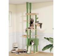 Aechonow Floor to Ceiling Cat Tree, 220-274cm Height Adjustable Tall Cat Tree with Scratching Posts, Heavy Duty Cat Tower with Wide Perch, Large Hammock and Condo, for Indoor Cats, Cactus Green
