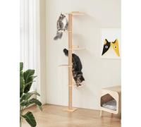 Aechonow Tall Cat Tree for Wall with 40cm Large Perch, 5 Tier Floor to Ceiling Cat Tower with Carpeted Mats, 204cm Cat Scratching Pole for Large Adult Cats Climb, Lookout and Play