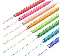 AECHY Colored Felt Tip Curve Pens for Note Taking, Dual Tip Pens with 6 Different Curve Shapes & 8 Colors Fine Lines, Curve Flair Pen Set for Journaling Scrapbook Note Taking Supplies(Rainbow)