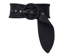 Aecibzo Women's Velvet Wide Waist Belt Retro Obi Cinch Waist Band Boho Belts, Black, Medium