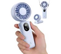 Aecooly Mighty Handheld Portable Fan,USB Rechargeable Mini Personal,5 Speeds Wind,20H Max Cooling,3 Flexible Modes Foldable Fan with Battery Level LED Display, Travel Essentials,Gifts for Women-Blue