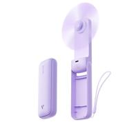 Aecooly Slim Handheld Fan with Mirror,Thin Portable Fan,USB Rechargeable | Mini Personal [24H Max Cooling Time], Battery Powered Small Foldable Pocket for Travel, Lash, Makeup, Gifts for Women-Purple