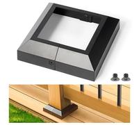 AECXM 4Pack 4"x4" Aluminum Deck Post Base Cover, Split Post Cover Skirts for Deck Railings丨Stairs丨Porches Black