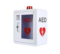 AED Cabinet, First Aid AED Defibrillator Storage Box with Triangular Lock & 2 Keys, 1.2mm Steel and Alarm System, for Home/Office/Hospital/Public Places