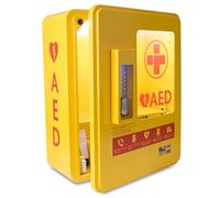 AED Cabinet Wall Mount - Steel Defibrillator Storage Case with Clear PVC Window, Intelligent Password Lock, Audible Alarm, and Strobe Light