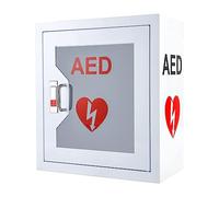 AED Cabinet Wall Mount Storage Box for AED Defibrillator - Metal Steel Plate, Snap Lock, Fits All Major Brands - Emergency Home, Office, Public Places