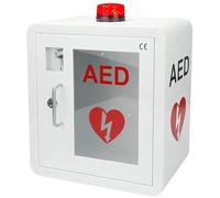 AED Defibrillator Cabinet with Alarm & Strobe Light, Wall-Mounted Storage Box with Window, Rounded Safety Corners, Secure Lock for Office, School and Public Places