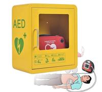AED Defibrillator Storage Cabinet, Wall-Mounted Alarm Box with Handle and Key, Transparent Glass Window, Rounded Corner Design for Home, Office, Public Areas