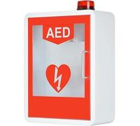 AED Defibrillator Storage Cabinet, Wall-Mounted First Aid Box with Light & Alarm System, Double Switch Control, Fits Most AED Models, Ideal for Home & Office