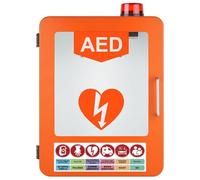 AED Defibrillator Storage Cabinet, Wall Mounted First Aid Case with Adjustable Partition, Fit for Most AED Models, Durable Design for Emergency Use(Orange)