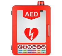 AED Defibrillator Wall Mount Storage Cabinet for Cardiac Defibrillation, First Aid Box for Most AED Models, Adjustable Partition Position(Red)