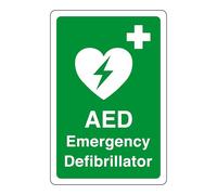 AED Emergency Defibrillator - AED safety sign - 1.2mm Rigid plastic for indoor/outdoor usage (300mm x 200mm) Viewing Distance within 7m.