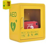 AED First Aid Cabinet, Wall-Mounted Cardiac Defibrillation Alarm Box, Metal Steel Plate, Rounded Corner Design, Fits Most AED Models for Emergency Home Schools Office Public Places