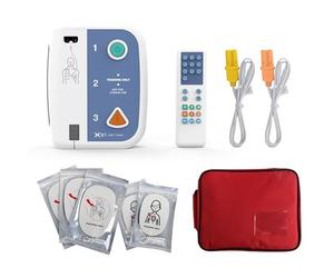 AED Trainer, Defibrillator Trainer Set CPR Training Device with Remote Control, English and Spanish Voice Prompts, 10 Different Scenarios, First Aid Defibrillator Trainee Beginner (XFT 120C+)