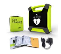 AED Trainer Device with Screen, AED for Training 10 Scenarios, AED Training in English, German, French, and Dutch, Professional Training AED for CPR Defibrillator Trainee Beginner (XFT-120G)