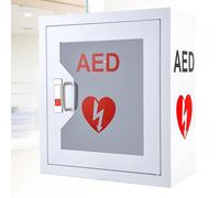 AED Wall Mounted Storage Cabinet with Alarm System & Light, Cardiac Defibrillation Box, First Aid Case