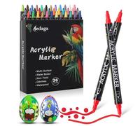 AEDAGA 36 Colours Acrylic Paint Markers, Dual Tip Acrylic Paint Pens with Fine and Dot Tip for Glass, Stone, Wood, Canvas, Paper, Pottery, DIY Crafts, Paint Markers for Kids, Adults