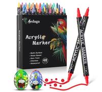 AEDAGA 48 Colours Acrylic Paint Markers, Dual Tip Acrylic Paint Pens with Fine and Dot Tip for Glass, Stone, Wood, Canvas, Paper, Pottery, DIY Crafts, Paint Markers for Adults