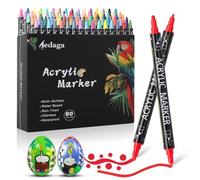 AEDAGA 80 Colours Acrylic Paint Markers, Dual Tip Acrylic Paint Pens with Fine and Dot Tip for Glass, Stone, Wood, Canvas, Paper, Pottery, DIY Crafts, Paint Markers for Kids, Adults