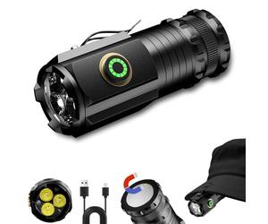 Aedcbaide Torches LED Super Bright, 2000 Lumens Rechargeable Torch, Powerful Small Pen Torch with Clip Magnetic Flashlight 5 Light Modes Cap/Camping/Work/Head Torch for Emergency