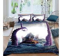 AEDiFTLINGi Kraken Tentacles Bedding Set 3D Design Animal Theme Wildlife Duvet Cover Set Chic Breathable Comforter Cover Suitable for Family, Couple, Children with Pillow King(220x240cm)