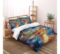 AEDiFTLINGi Sika Deer Bedding Set 3D Digital Printing Animal Theme Duvet Cover Set Microfiber Comforter Cover Universal for All Seasons Pillowcase Super King（260x220cm）