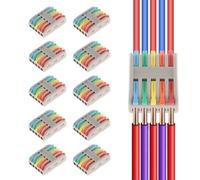AEDIKO 10pcs Lever Wire Connectors 5 IN 5 OUT Quick Wiring Cable Connector 4 Way Compact Wire Terminal Block for 28-12 AWG, 28-14 AWG