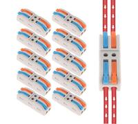 AEDIKO 10pcs Lever Wire Connectors SPL-2 Lever-Nut Wire Connectors 2 Way 4 Port Quick Wiring Cable Connector Compact Wire Terminal Block for 28-12 AWG, 28-14 AWG