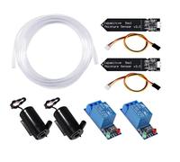 AEDIKO 2 Sets Automatic Irrigation DIY Kit Capacitive Soil Moisture Sensor 1 Channel 5V Relay Module and Water Pump + 2M Vinyl Tubing for Garden Plant Flower Herb Potted