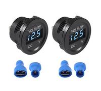 AEDIKO 2pcs DC 12V Car Voltage Gauge LED Display Waterproof Voltmeter Digital Round Panel Voltmeter Compatible with Vehicle Motorcycle Truck ATV UTV Car Boat