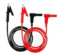 AEDIKO 2pcs Multimeter Test Leads Banana Plug Right Angle to Alligator Clips Soft Test Cable Wires for Electrical Testing 3.3ft / 1m