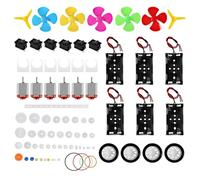 AEDIKO 6 Sets DC Motors Kit Mini Electric Hobby Motor 3 V -12 V 25000 RPM with Plastic Gears 2 x AA Battery Holder Boat Rocker Switch Shaft Propeller for DIY Science Projects