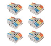 AEDIKO 6pcs Lever Wire Connectors Quick Wiring Cable Connector Compact Wire Terminal Block for 28-12 AWG, 28-14 AWG (3 IN 6 OUT)