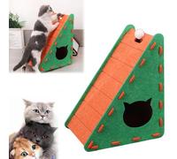 AEDNX Cat Scratcher, Vertical Felt Cat Scratcher with Cat Bed, Felt Cat Scratcher, Triangular Vertical Integrated Scratching Board, Vertical cat Scratcher, Durable Easy to Clean and No Mess(Green)