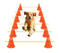 AEDNX Dog Agility Hurdle Cone Set Dog Agility Course Backyard Set Include 12 Agility Cones 6 Agility Rods Dog Agility Training Equipment Height Adjustable Obstacle with Storage Bag