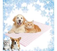 AEDNX Dog Cooling Mat 4X More Effective, Thicken Breathable Mat, Summer Ice Silk Dog Cooling Pad, Machine Washable SelfCooling Ice Silk Matsfor DogCat, Internal Waterproof & Endothermic(Pink,X-Large)