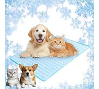 AEDNX Dog Cooling Mat 4X More Effective, Thicken Breathable Mat, Summer Ice Silk Dog Cooling Pad, Machine Washable SelfCooling Ice Silk Matsfor DogCat, Internal Waterproof & Endothermic(Blue,Small)