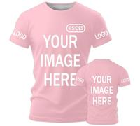 AEDOSW Custom T-Shirts for Men Women Personalized Unisex Crewneck Tee Shirt - Customize Your Image Design with Your Photo Text Logo,Personalized T Shirt Customized Shirts Tee Front Adult Back Pink