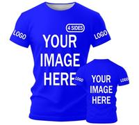 AEDOSW Custom T-Shirts for Men Women Personalized Unisex Crewneck Tee Shirt - Customize Your Image Design with Your Photo Text Logo,Personalized T Shirt Customized Shirts Tee Front Adult Back Blue