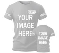 AEDOSW Custom T-Shirts for Men Women Personalized Unisex Crewneck Tee Shirt - Customize Your Image Design with Your Photo Text Logo,Personalized T Shirt Customized Shirts Tee Front Adult Back Silver
